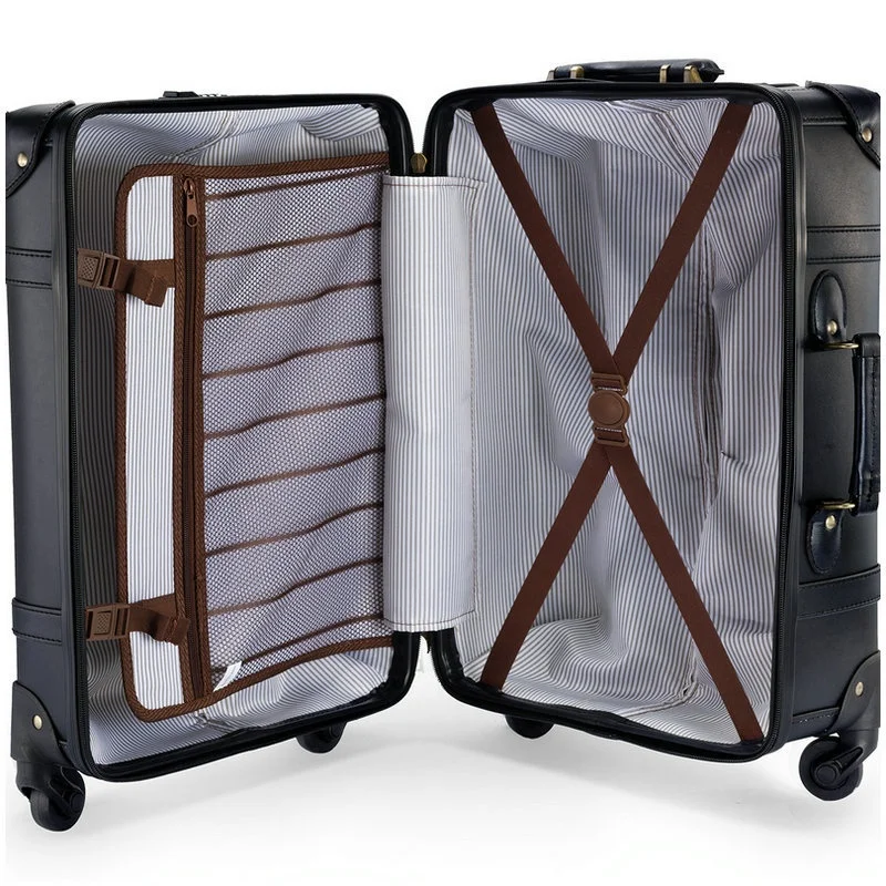 20 inch Vintage PU trolley travel luggage for women