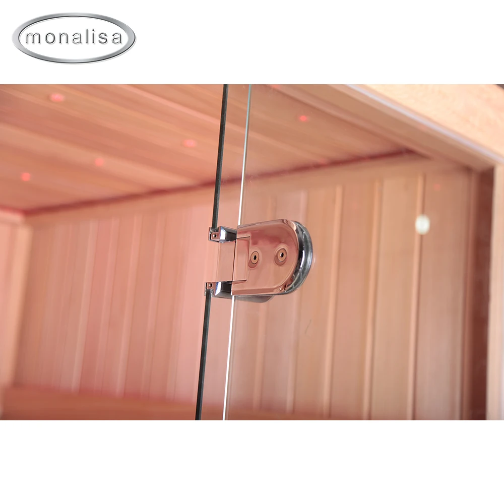 Indoor Large Wooden Sauna Luxury Dry Wet Steam Room 4-6 Person LED Shower Sauna Room