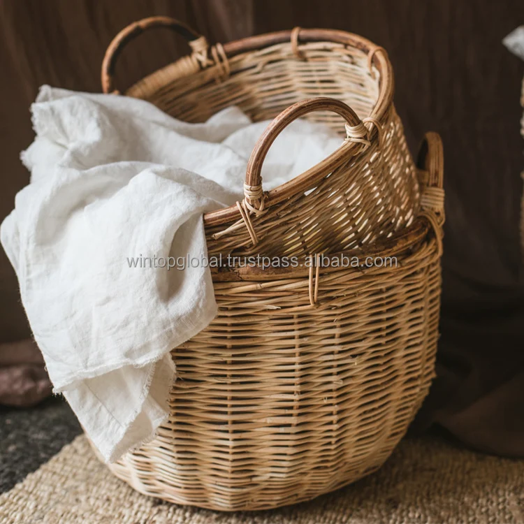 Natural Material Rattan Wood Wicker Plant Flower Basket For Flowers Planter Large Flower Basket