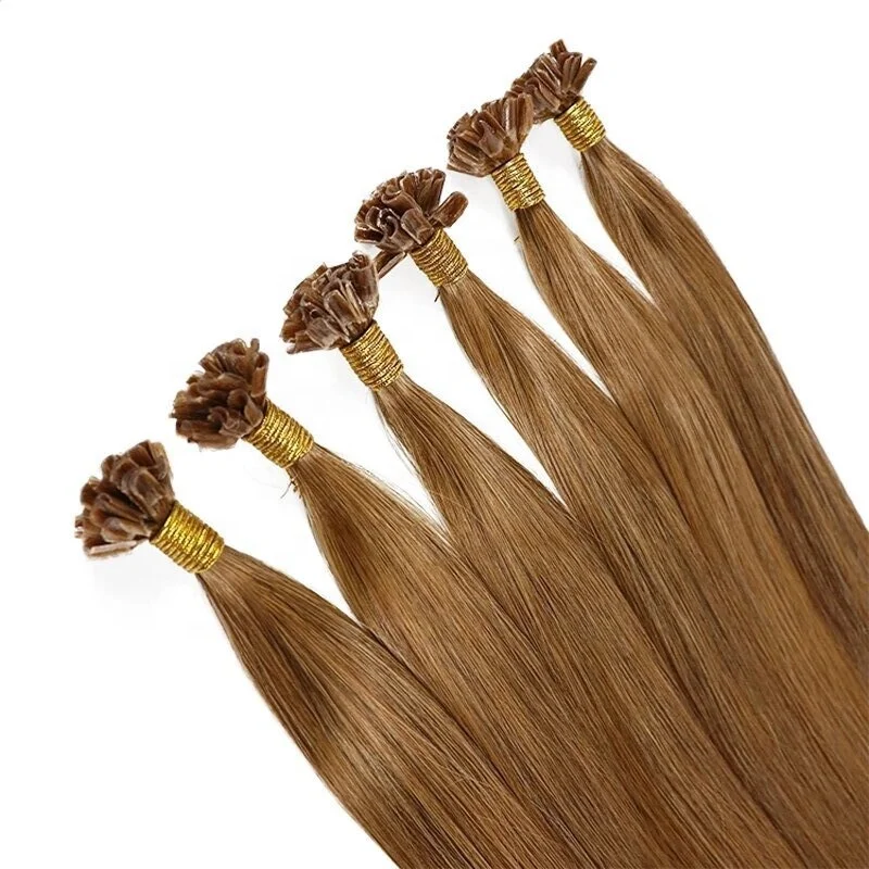 Wholesale Italian Keratin Glue Bond U tip Hair Extensions Human Hair Double Drawn Remy Keratin Hair Extensions