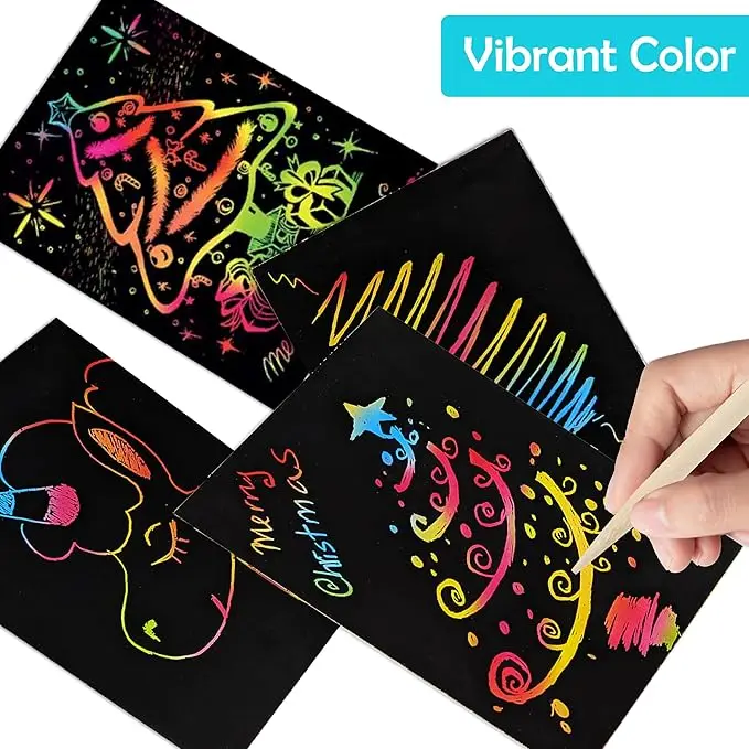 Creative Scratch Painting Art Paper Diy Custom Magic Color Rainbow Scratch Book For Kids