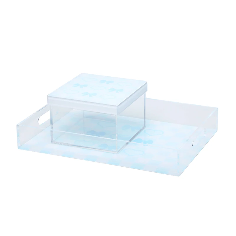 Square Clear With Printing  Decorative Acrylic Box  Acrylic Storage Box With Lid Clear Gift Box  For Office And Home