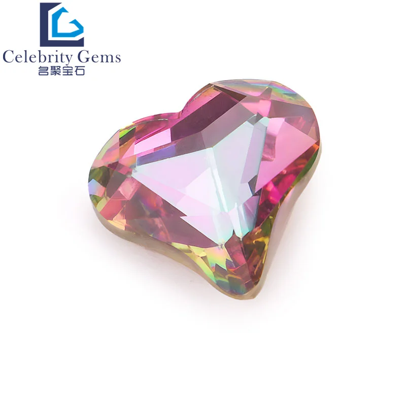 Wuzhou High quality Synthetic glass stone mulit Color  Heart Shape 10*10mm loose gemstone