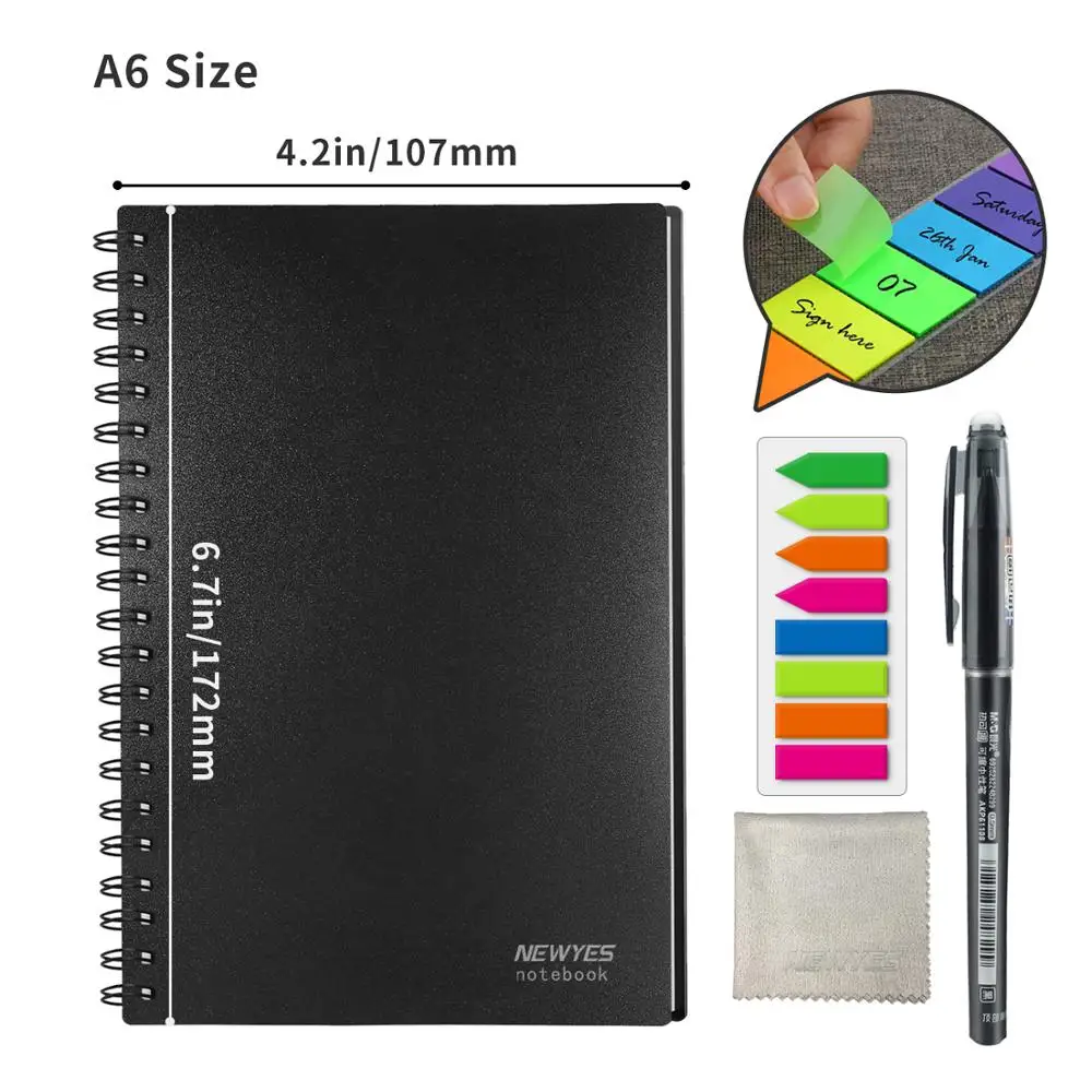 Premium Kids School A6 Divider Spiral Reusable Erasable Notebook Sketchbook Smart Book With Pen
