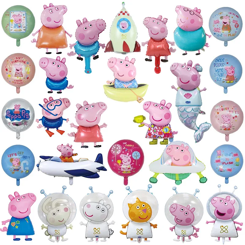 New Pe-ppa Pig Cartoon Aluminum Foil Balloon For Birthday Party Decoration Supplies Scene Arrangement