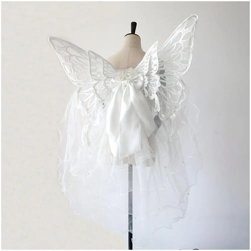 Angel Wings Pink Devil Cosplay Cape Sign Macrame Angels Show Golden Decoration Lace Big Size Light Fabric Giant Led Pixel Wings