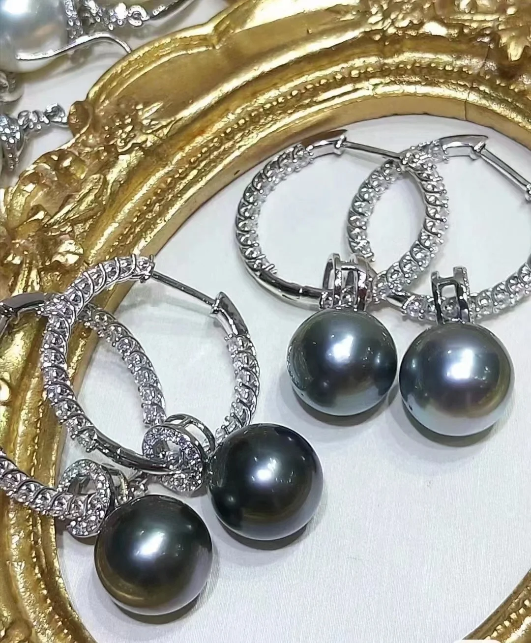 E2014 10-11mm DIY Natural Freshwater pearl charm earrings mounting accessory 925 sterling silver Gold Plated  jewelry for women