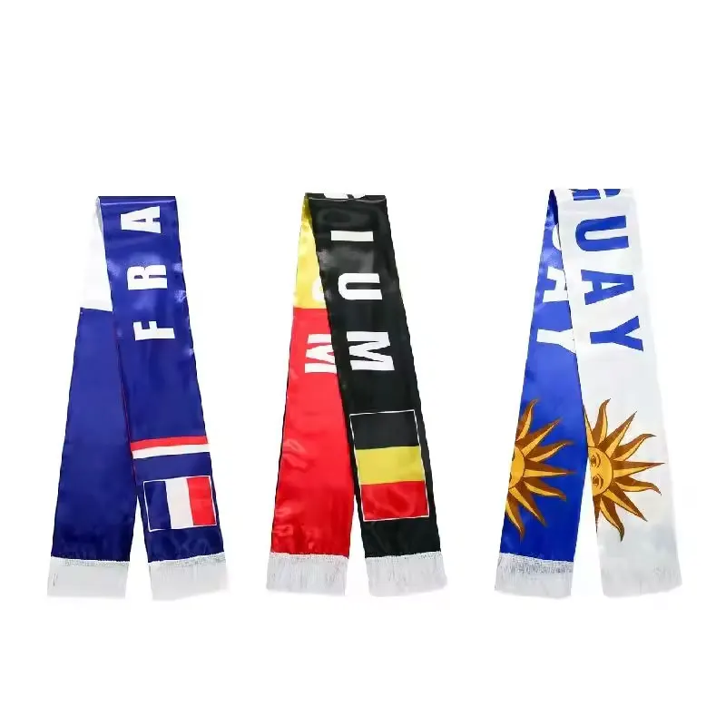 NO MOQ Custom Design Satin Football Scarf Fan Club Sports Cheering Basketball Volley Ball Event Advertising National Day Scarf