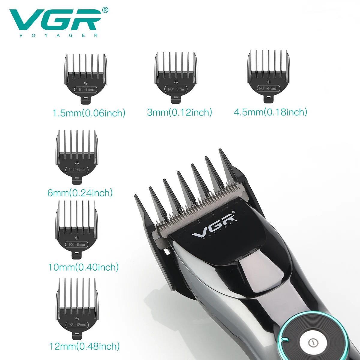 VGR V-256 Adjustable Barber Shop Hair Clippers Professional Rechargeable Trimmer for Men With USB Charging Base