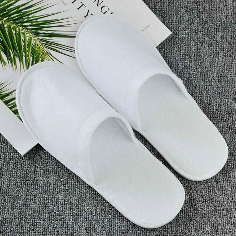 Simple Design Custom Nap Fabric Disposable Wedding SPA Hotel Bathroom Guest Closed Toe Slippers With Logo