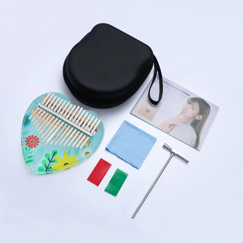 17-Tone Painted Crystal Thumb Piano Flower Heart Finger Piano Mini Kalimba African Instrument