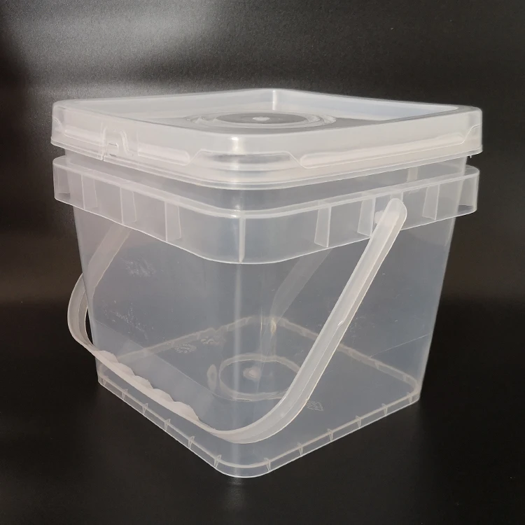 Hot Sale 1-30L/1-8 Gallon Square Plastic Buckets Square Pail Storage Barrel with Handle and Lid