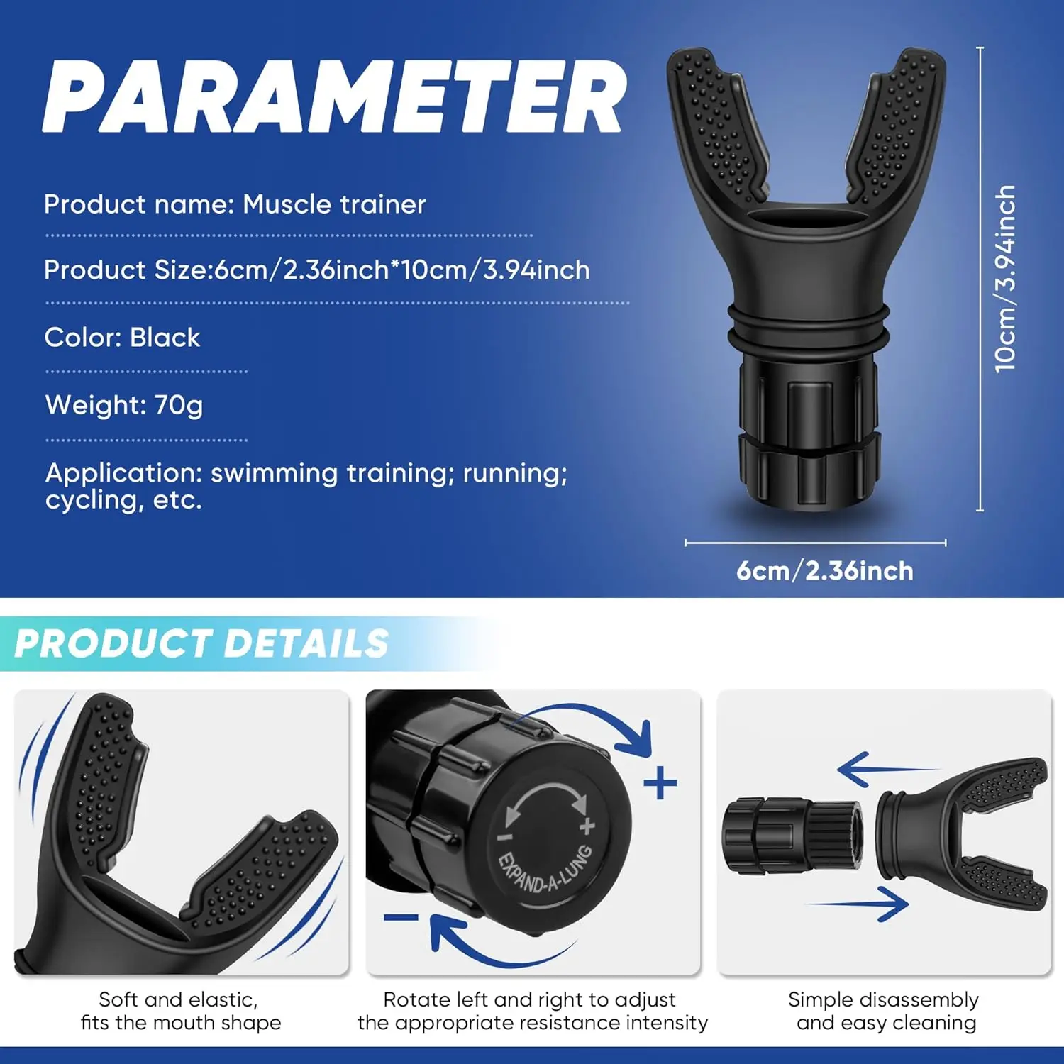 RS Sports Breathing Trainer Exercise Lung Breathing Respiratory Exerciser Mouthpiece Fitness Equipment Lungs Breathing Exerciser