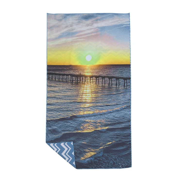 Hot Sale Summer Quick Dry Digital Printed Microfiber Custom Logo Free Design Light weighted Beach Towel