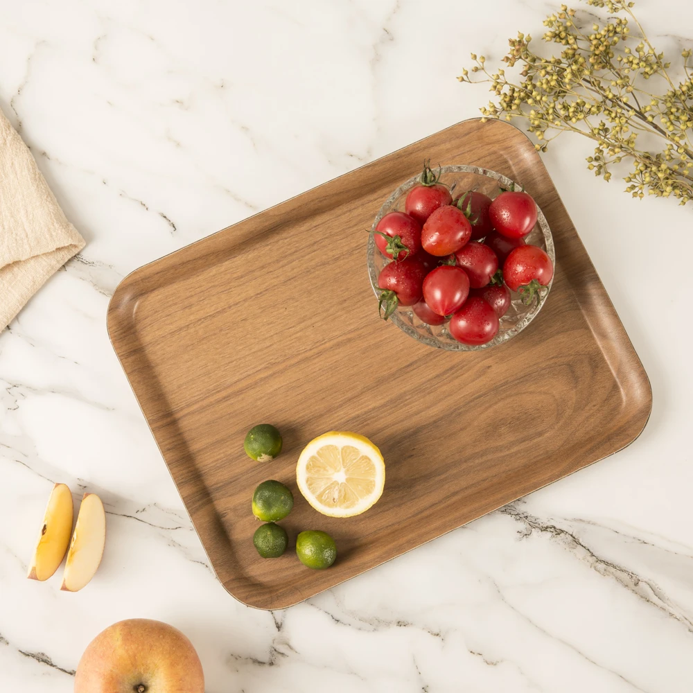 2020 new unbreakable dishwasher safe wood fiber hotel service serving tray