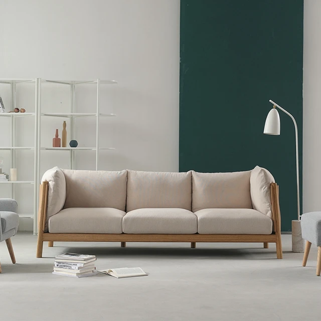 comfortable sofa Home Furniture Modern environmental Elegant 3 Seater Fabric Sofa Beige 1035