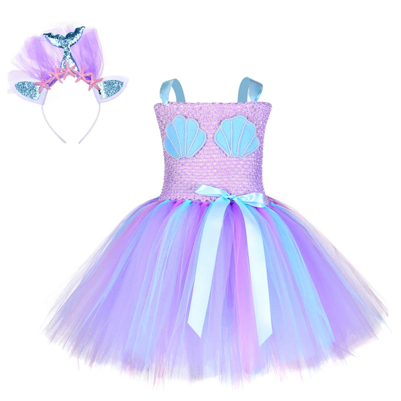 Fashion clothing kids clothes lovely girls mermaid party dress girls tutu dress set kids girl party dresses