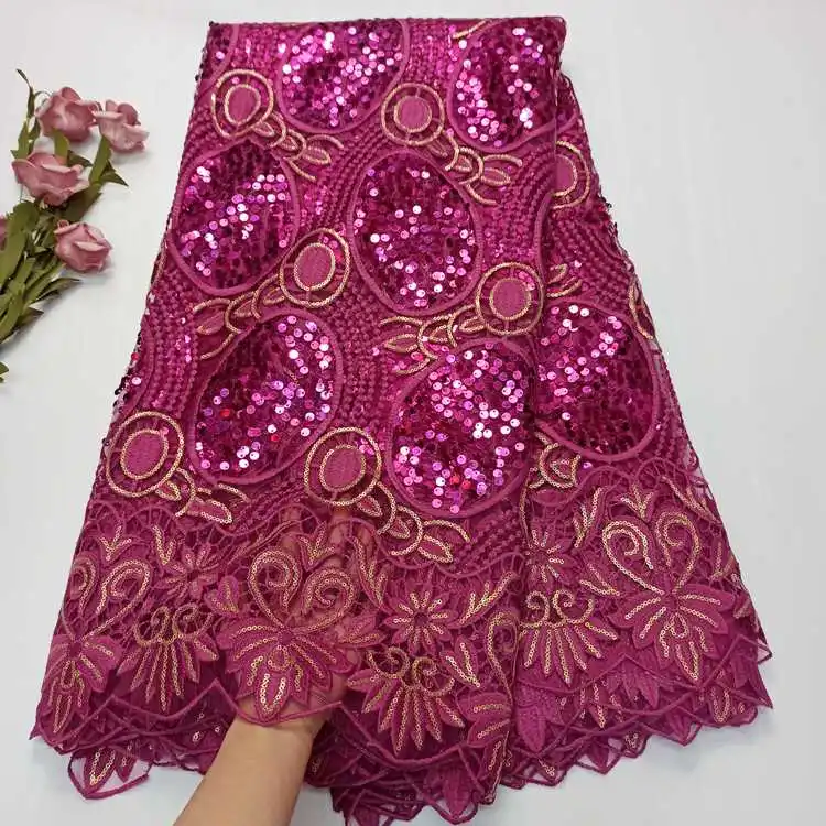 OK1016 Nigeria Fashion New design net lace and sequins fabric