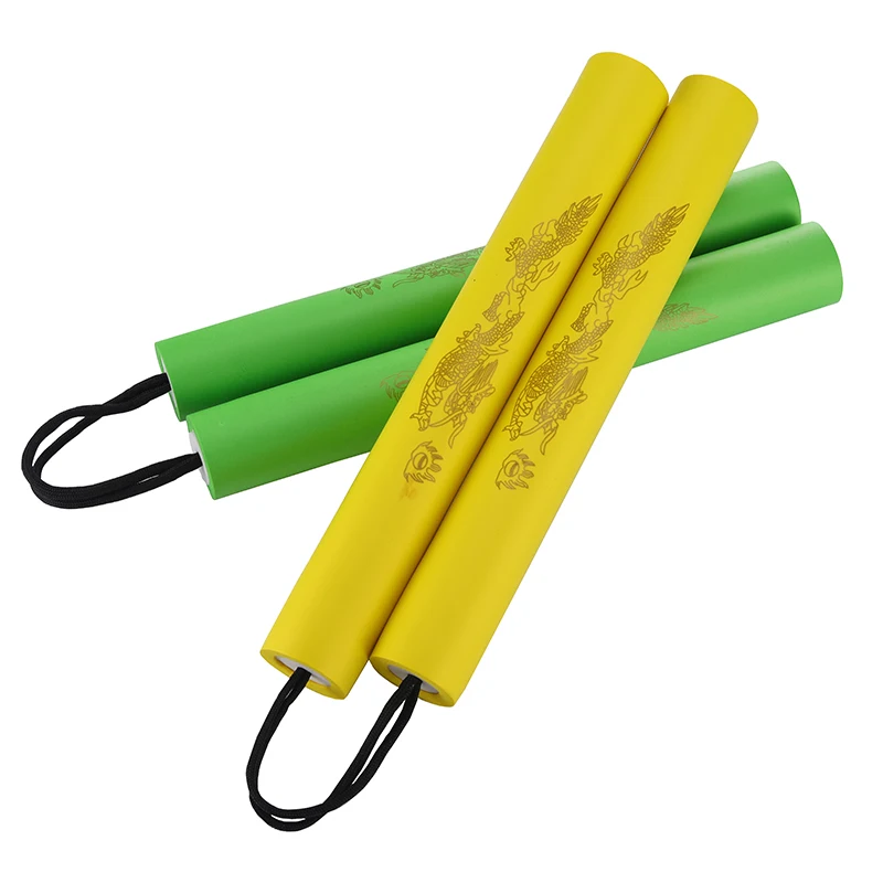 Защитная пена для начинающих, нунчаку для боевых искусств, реквизит нунчаку для тренировок, губка с принтом дракона, веревочный узел нунчаку