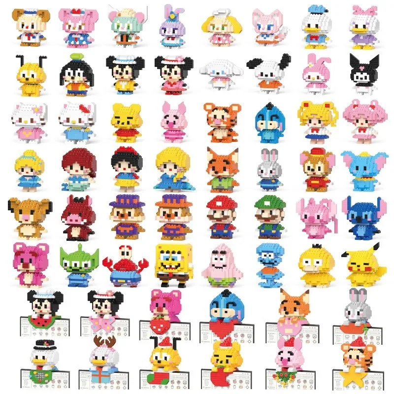 Cartoon Building Blocks 3D Puzzle Toy Mini Monsters Kit Gifts Micro Small Particle Building Blocks Sets
