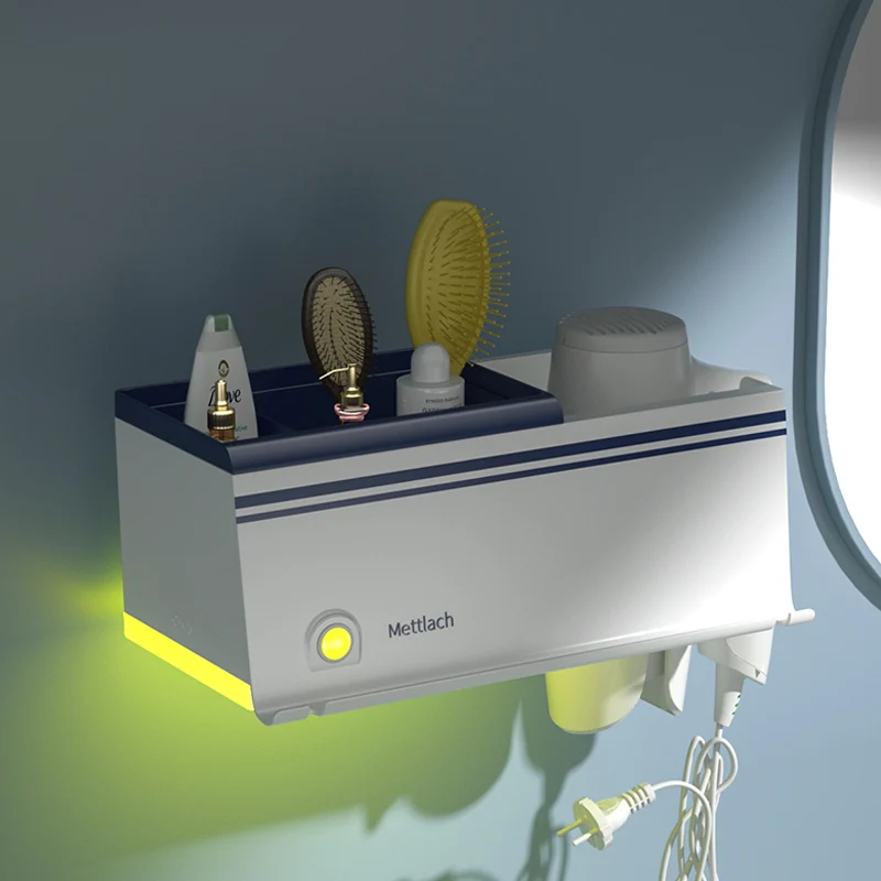 Induction lamp New Arrival Multifunctional Hair Dryer Holder Shelf No Drilling Bathroom Storage Organizers Creative Blower Rack