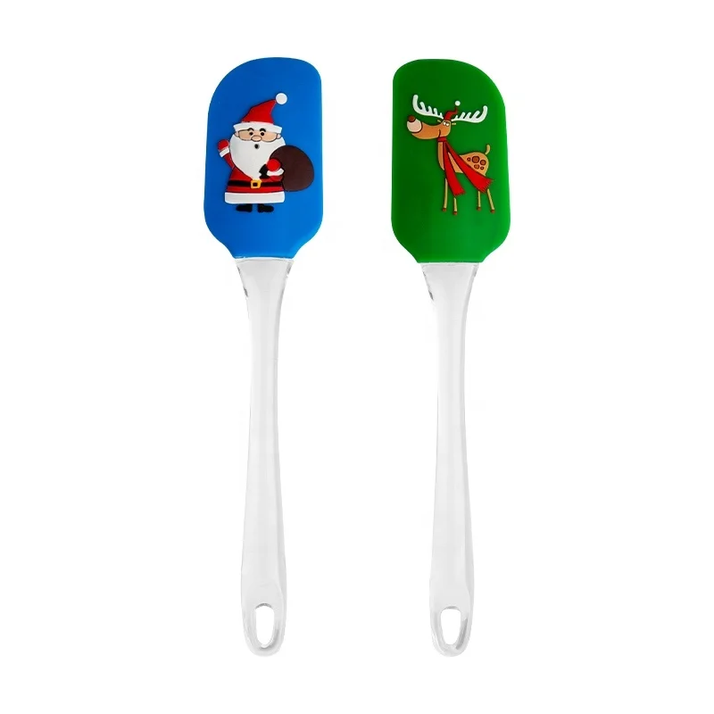 Christmas spatula pack of 2  silicone kitchen spatula with silk printing oem order for cream spatula