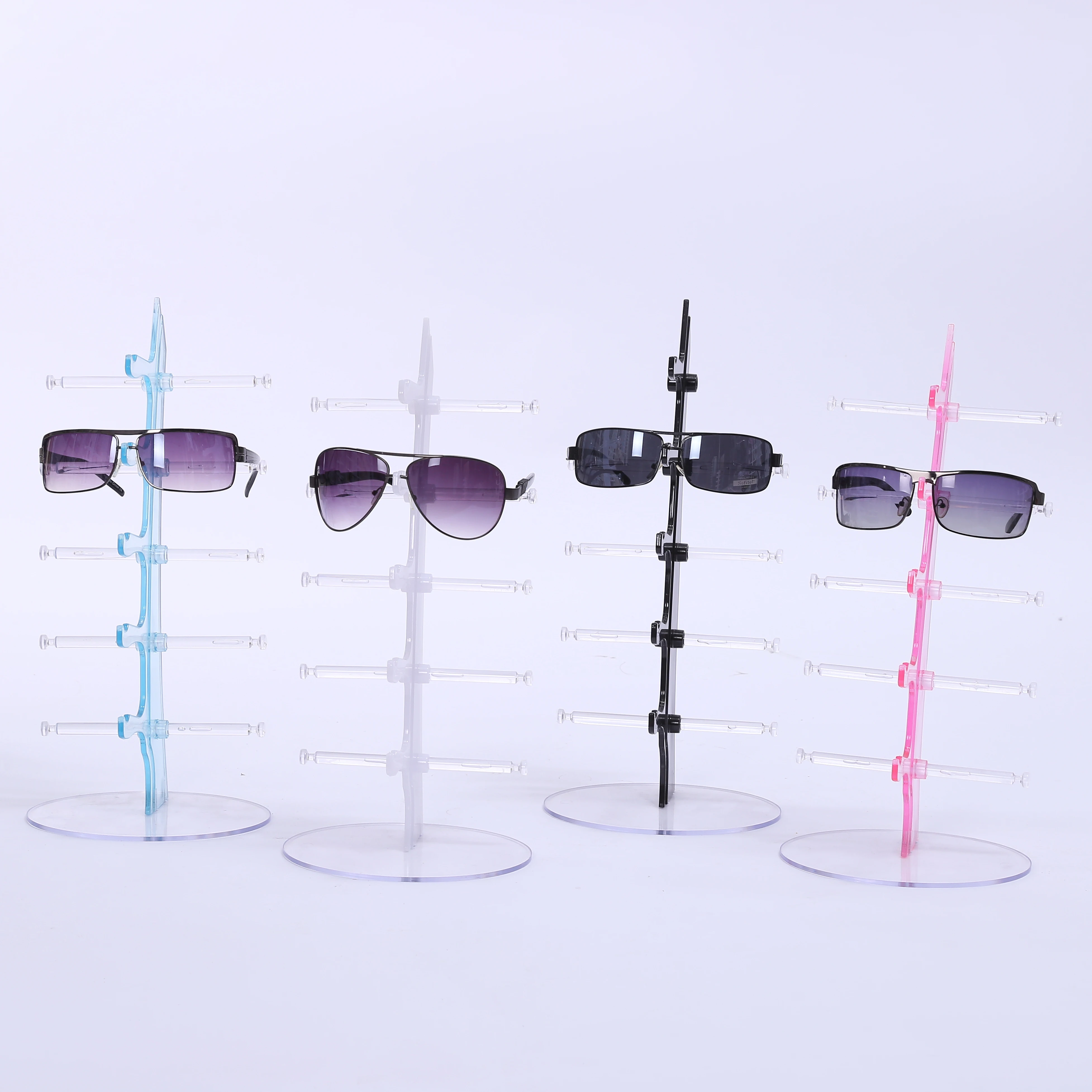 Yiwu wholesale Custom logo Plastic showcases glass display cabinet stand stock Cheap glasses display