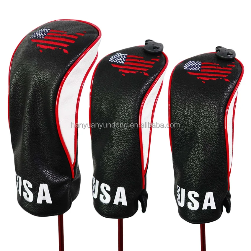 Golf Club Headcovers Driver Fairway Wood Hybrid Ut USA Wooden Set