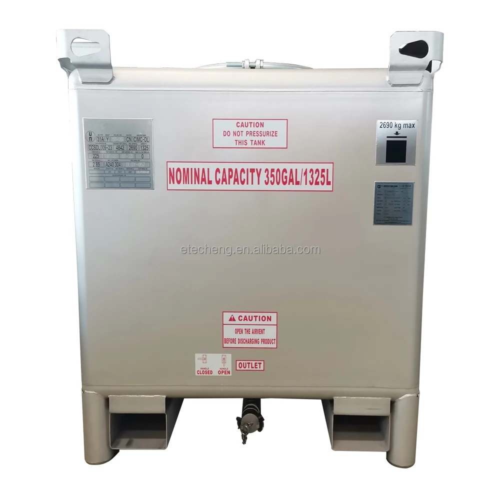 350 Gallon Stainless Steel Industrial Machinery Chemical Storage IBC Tank Containers