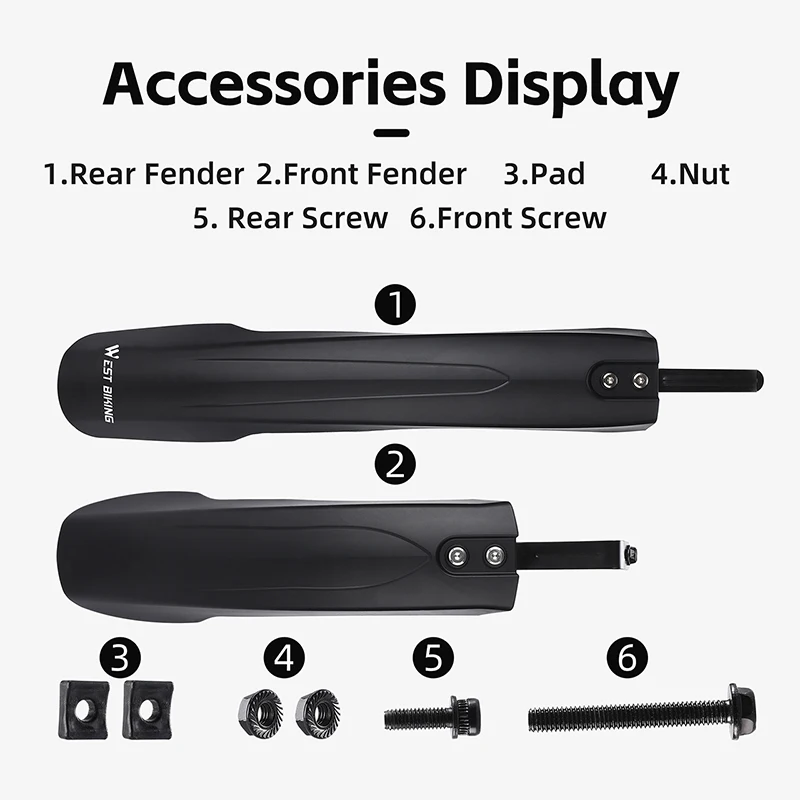 WEST BIKING Custom Mountain Bike Widen Bicycle Fender Durable Bicycle Mudguard Bike Cycling Accessories