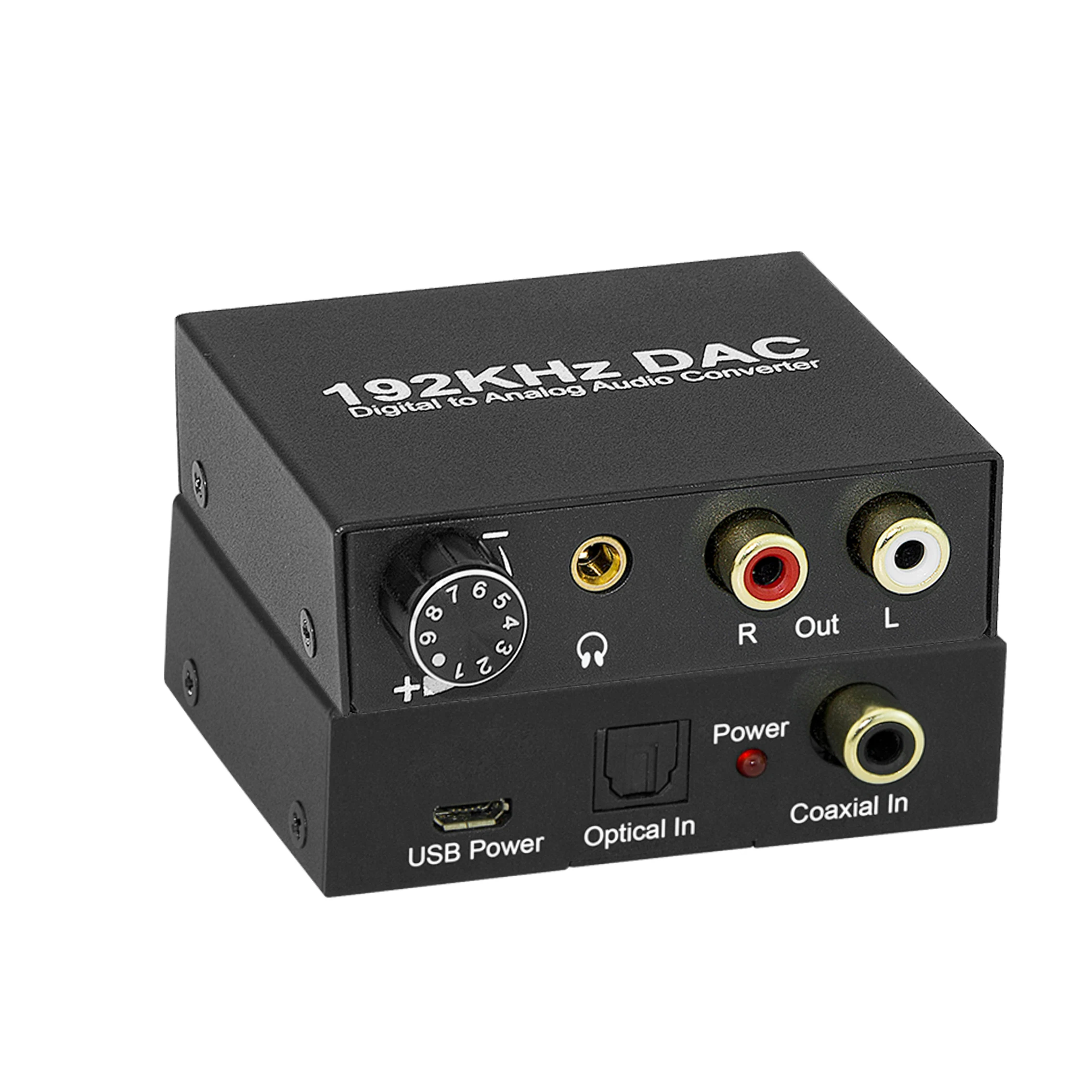 Gmax Digital to Analog Converter 192kHz Supports Volume control Digital Coaxial SPDIF to Analog Stereo L/R RCA 3.5mm Jack Audio