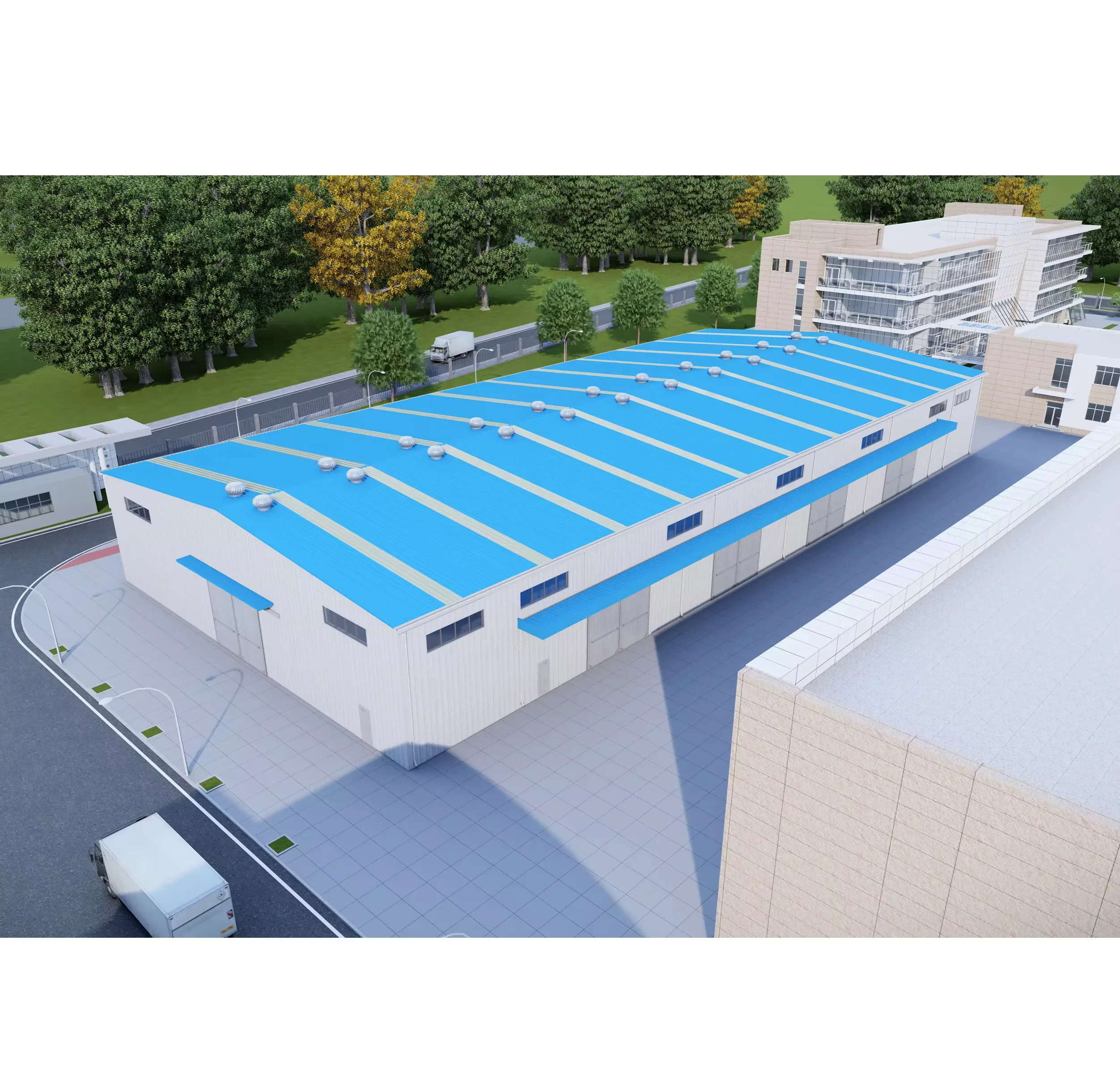 Modern Design Prefabricated Steel Structure Metal Building Industrial Warehouse/Sandwich Panel Material Workshop House Shop Mall