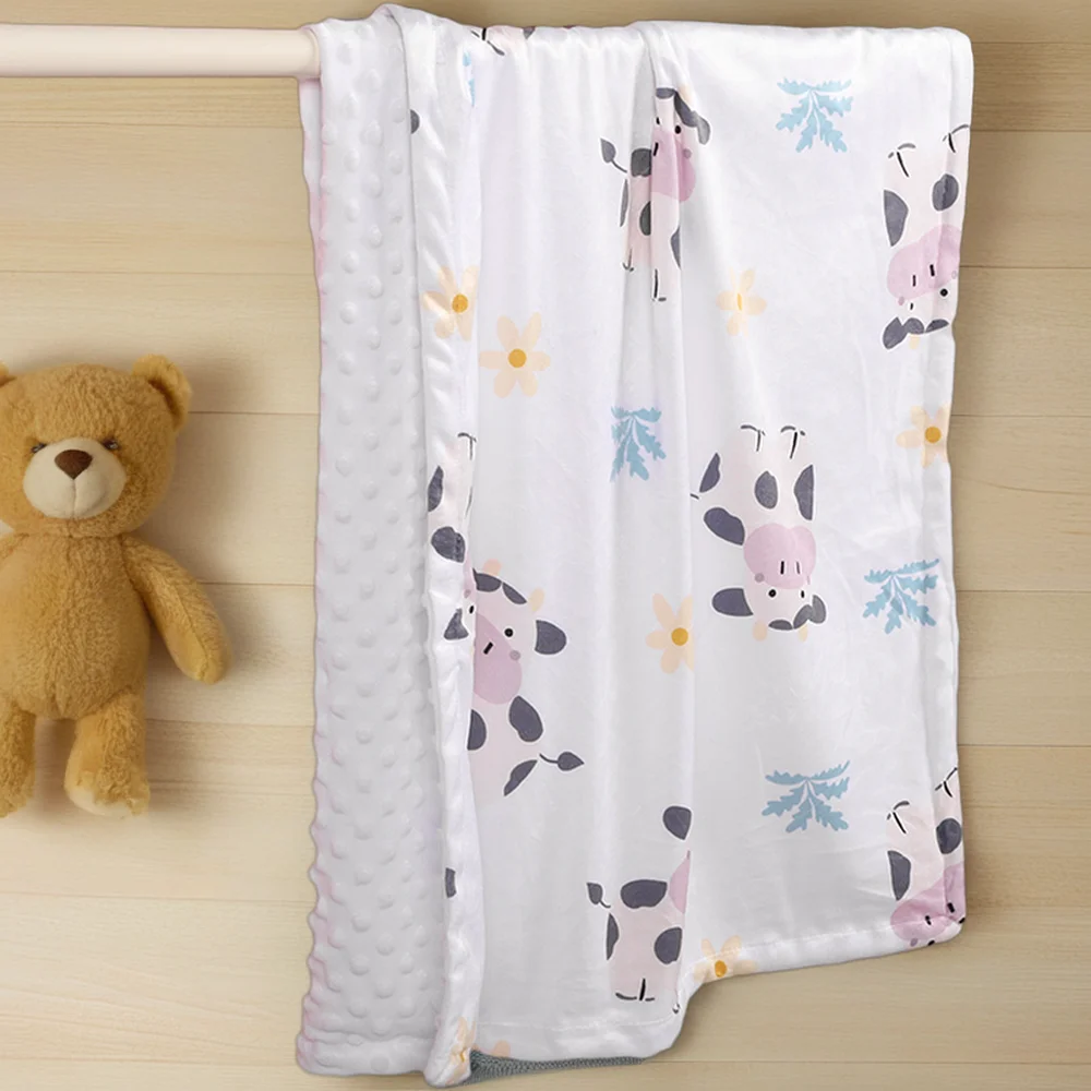 Silky Micro 30x40 Inches Soft Minky Dot Blankets Multifunction Baby Swaddle Blanket Made of Polyester for Babies