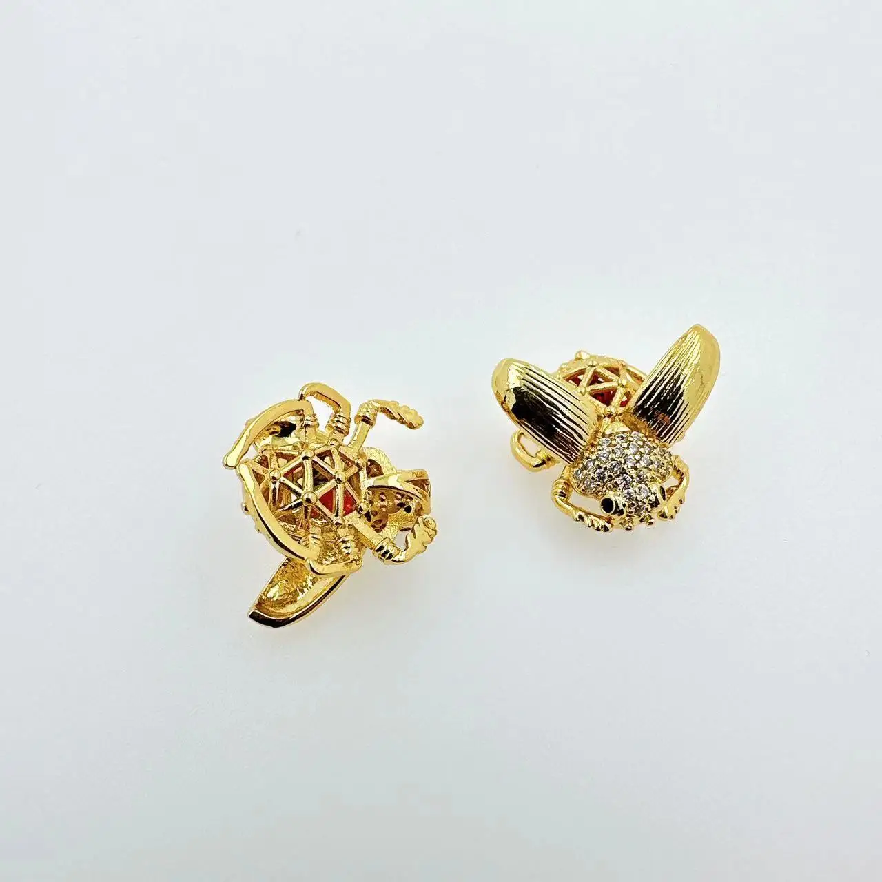 Hip Hop 18K Gold Plated Zircon Insect Scarab Beetle Pendant For Women Necklace Jewelry Making Accessories Findings