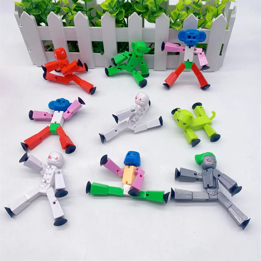 Suction Cup funny stick toy Robot action figure children gifts Small toys models randomly