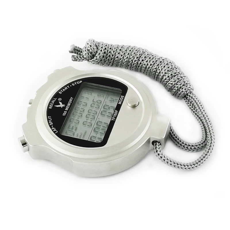 LEAP TF100F Wholesale Retail Silver Metal Case Professional Stopwatch Durable Lithium Battery Stop Watch Digital Timer