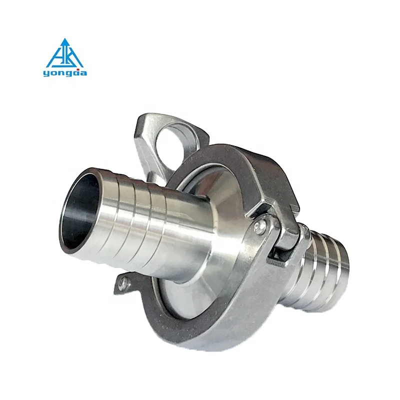 Yongda Sanitary Stainless Steel pipe fitting clamp Hose nozzle barbed ferrule