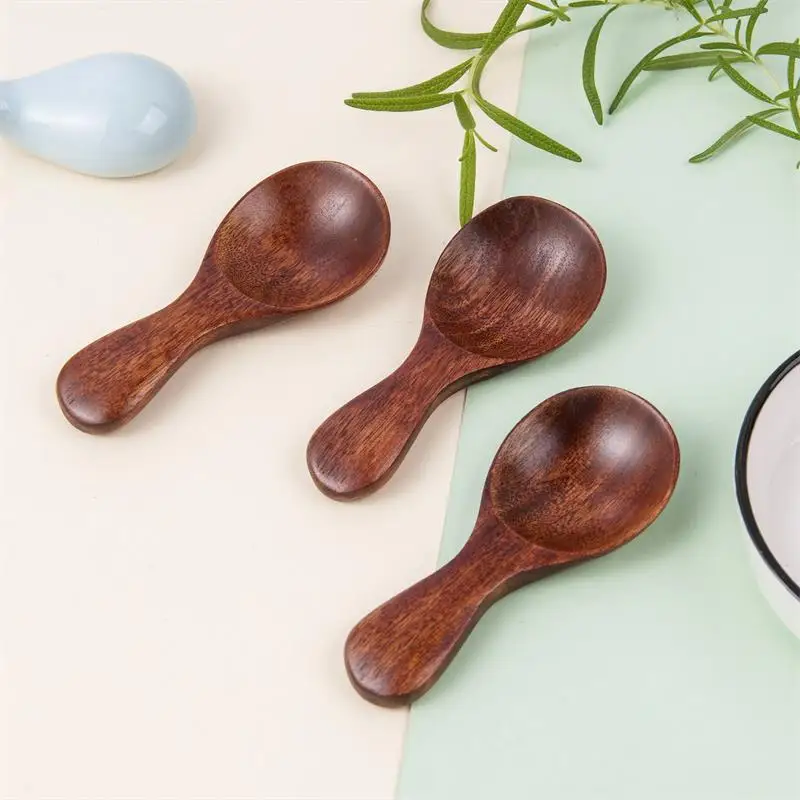 Lovely children wooden spoon short handle measuring scoop milk powder ice cream mini mix Small wooden spoon for soup