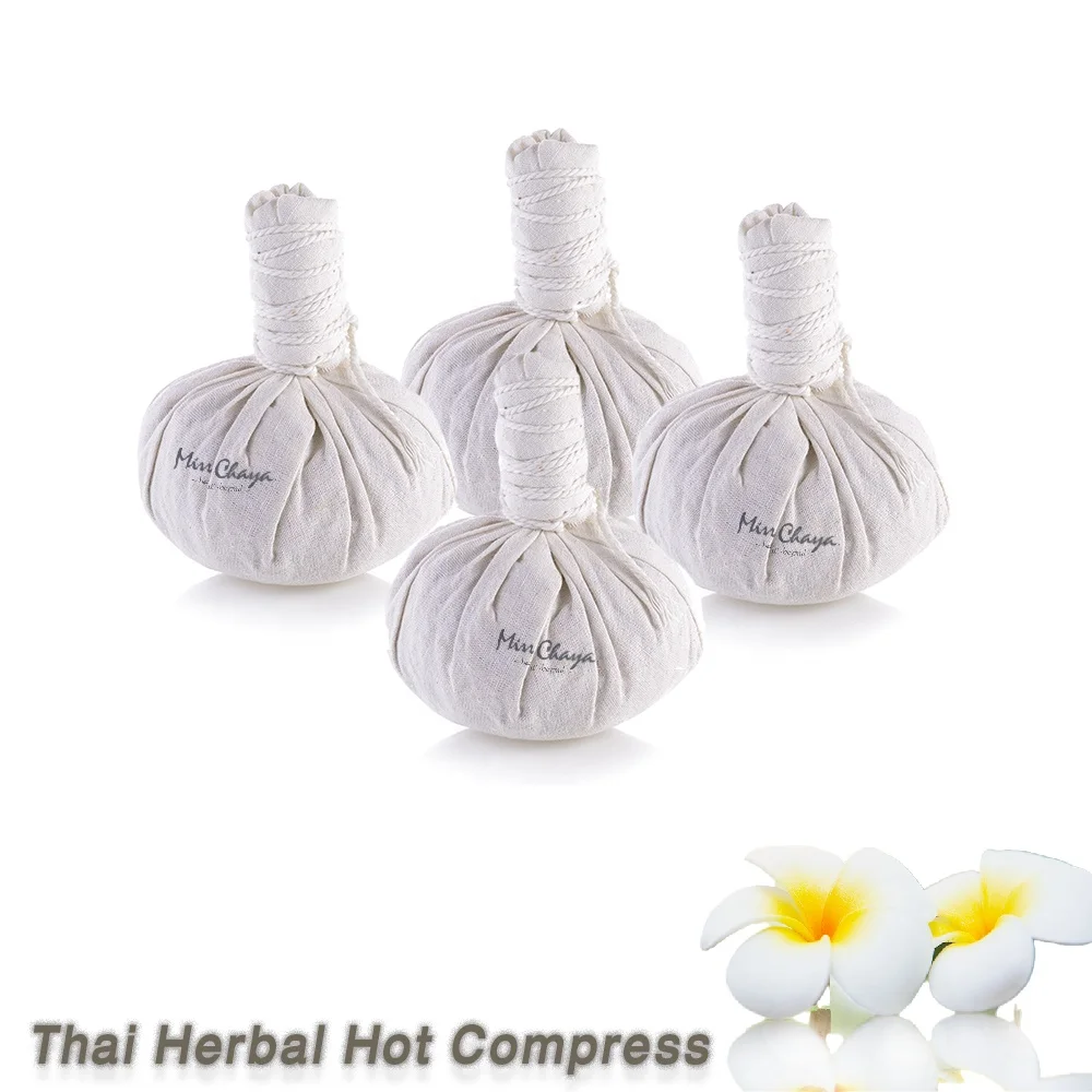 
MISS CHAYA Hot Compress Herbal Ball Thai Herb Zingiber Turmeric Bergamot White Color Spa Equipment Original Luxury for Spa TH;22 