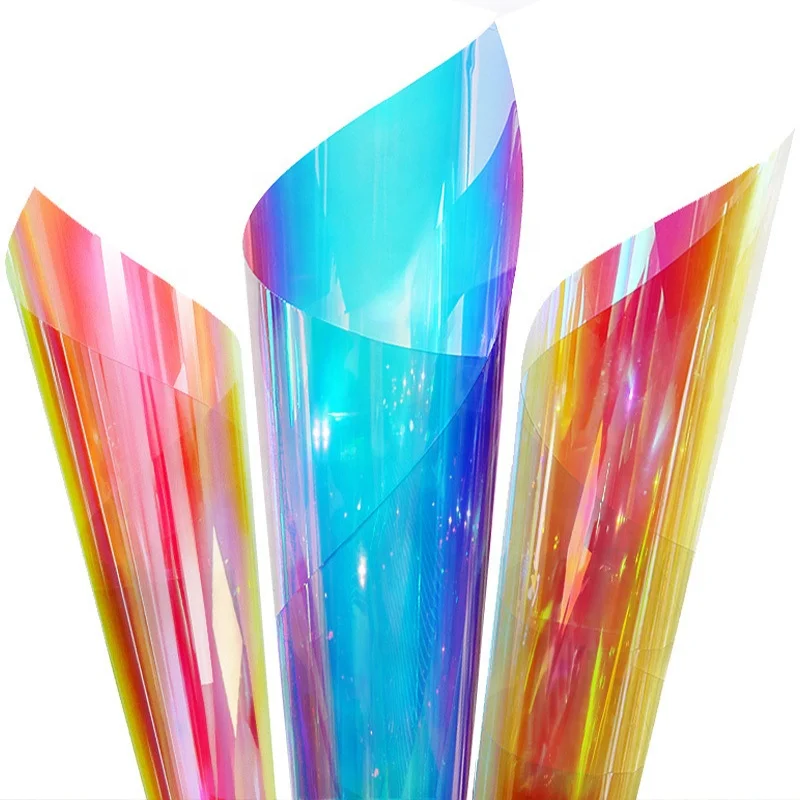 Blue Red Rainbow Film Transparent PET Iridescent Film For Decoration And Package
