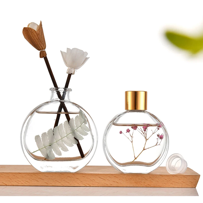 Aroma luxury empty 50ml 100ml fragrance reed diffuser glass bottle for home decoration