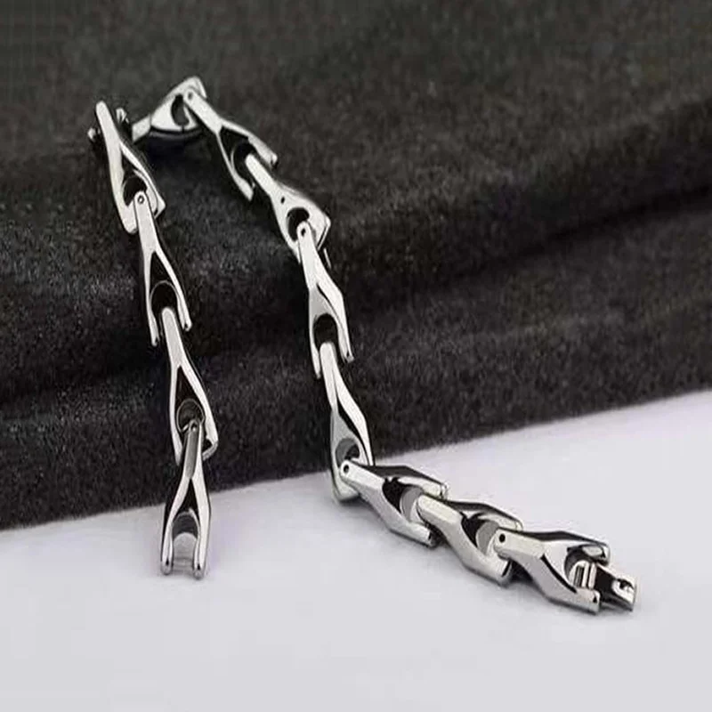 Simple Classic Style Fashion Jewelry Watch Band Design Silver Tungsten Carbide Steel Bracelet for Men