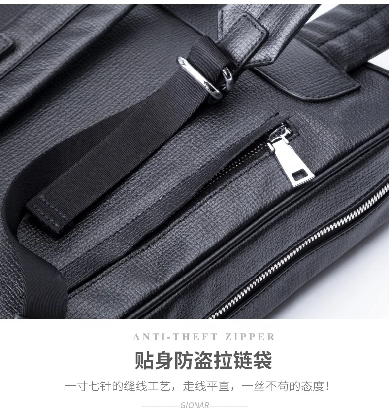 
Wholesale and Retail Black Full Grain Leather Bag Genuine Leather Men Backpack with USB Headphone Jack Hole 