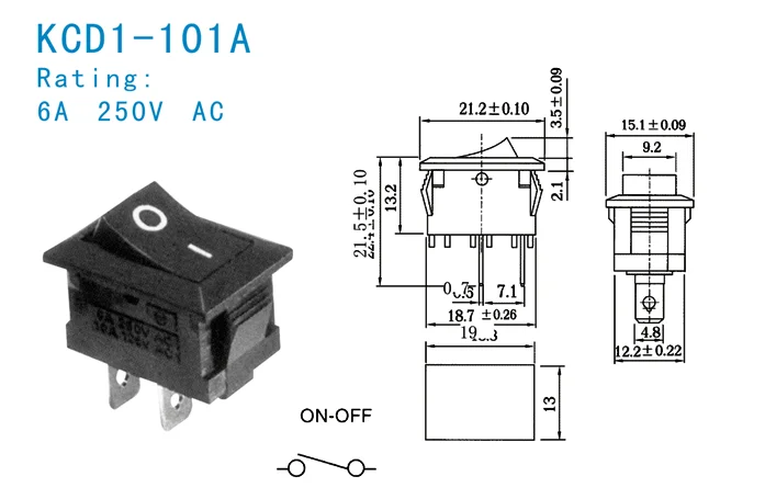 KCD1-101 Rocker Switch 250V 6A momentary electrical boat rocker boat switch marine