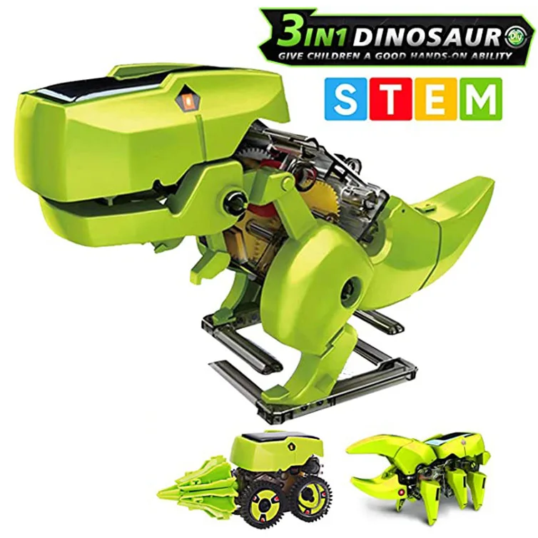 Stem игрушки Обучающие для детей динозавр Робот Детская электрическая игрушка солнечная энергия 3 в 1 diy