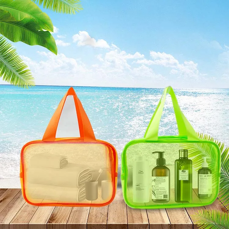 Waterproof Custom Travel Clear Women Toiletry Makeup Storage Bag Large Capacity 3 Set Green Neon Transparent PVC Cosmetic Bag