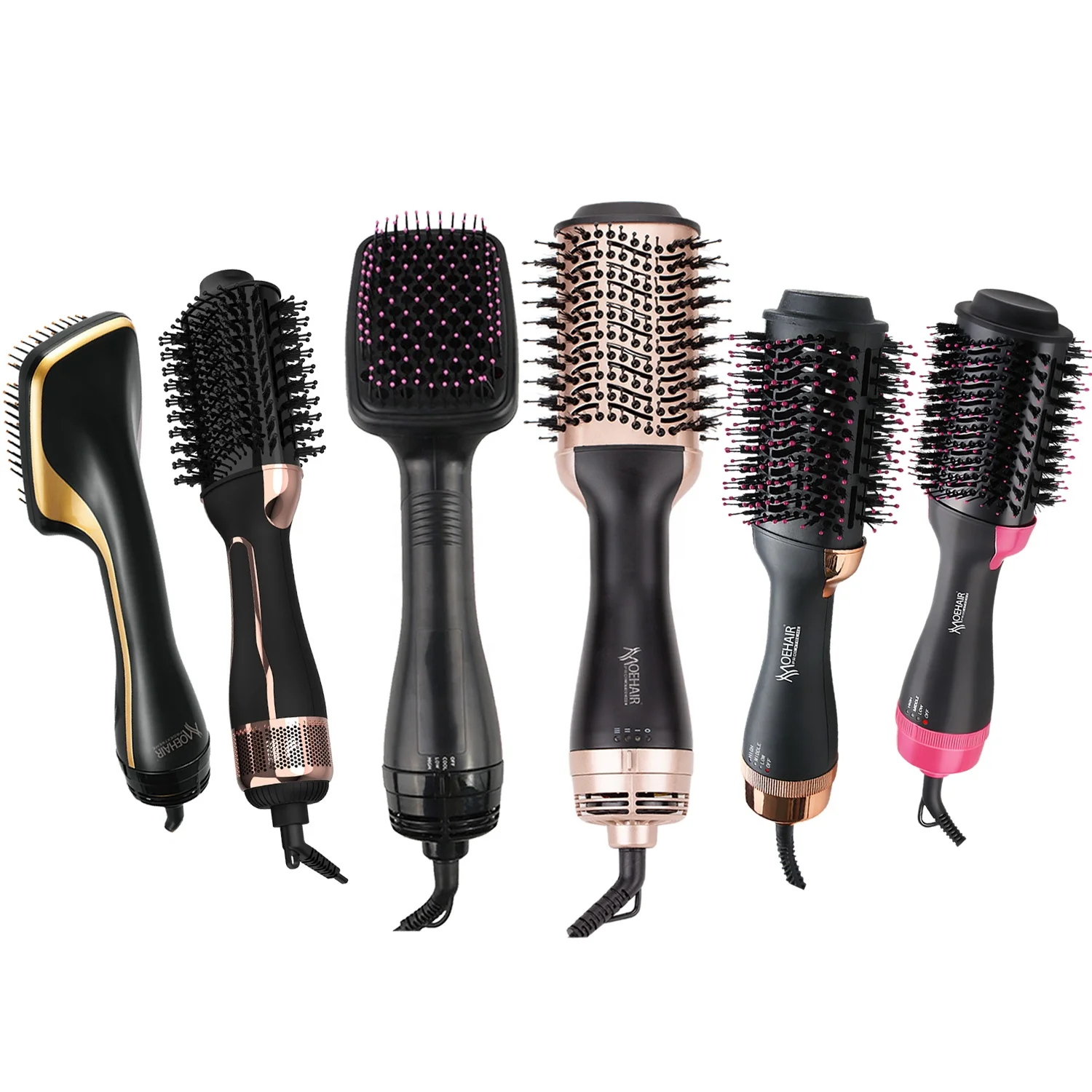 Custom 360 Rotating 3 In 1 Air Brush Salon Equipment Volumizing Hair Curler One Step Electric Hair Dryer Brush Hot Hair Comb