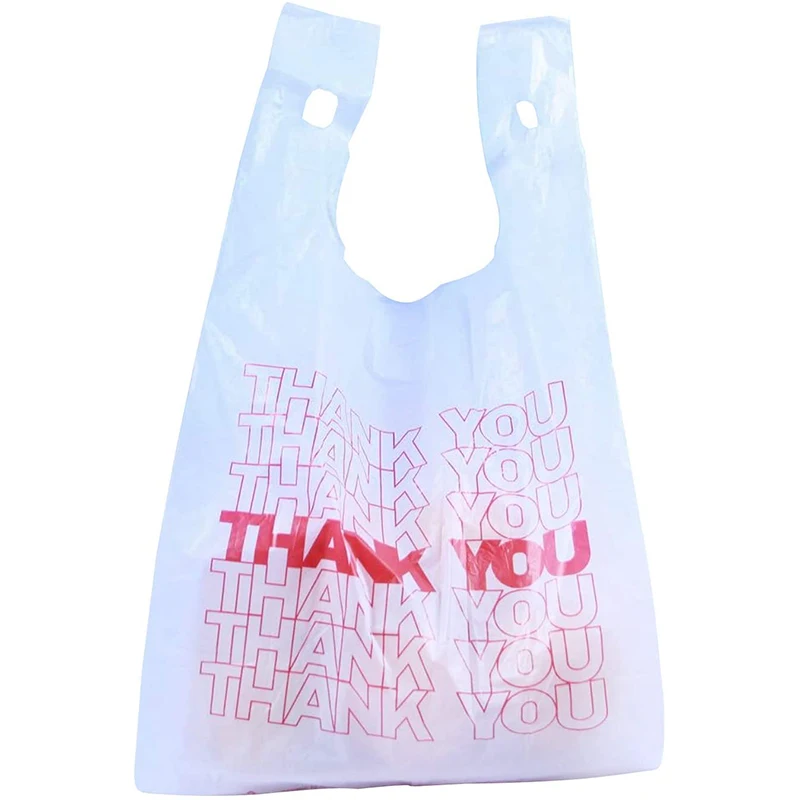 Wholesale Transparent thank you  T -shirt bag plastic shopping bag for packaging