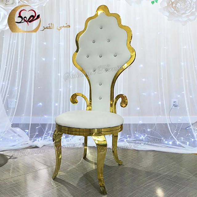 
Hotel fancy leather gold stainless steel throne king and queen luxury chair modern 