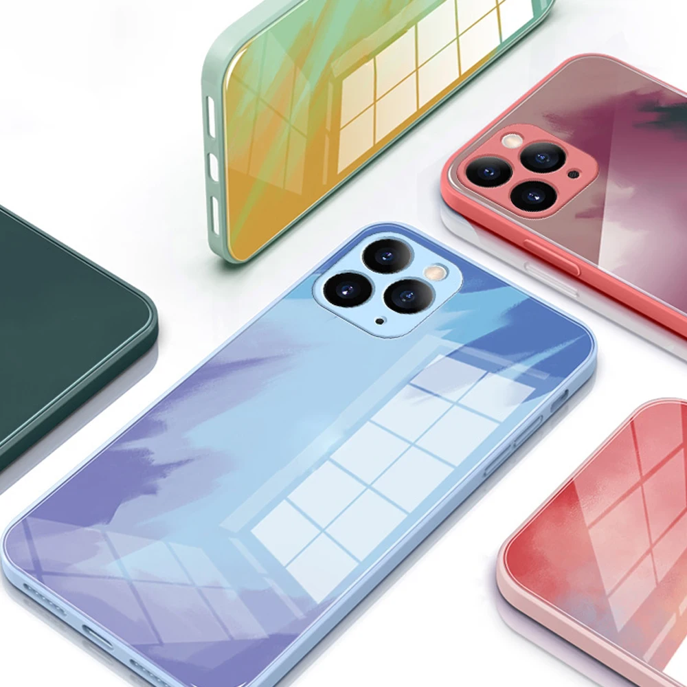 Оптовая продажа, роскошный цветной чехол из жидкого силикона с принтом, закаленное стекло, чехол для смартфона VIVO Y51